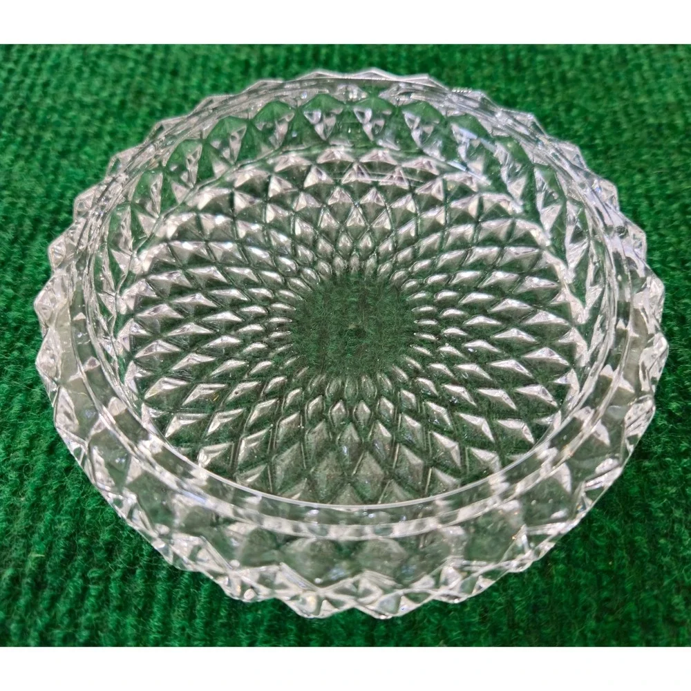 Crystal Glass Round Candy Dish Trinket Holder Vintage‎ Art Deco